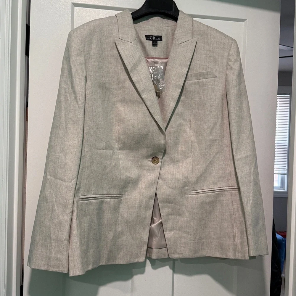 NWT J. Crew Light Tan Alexandra Blazer in Stretch Linen Blend, size 20 - Picture 4 of 11